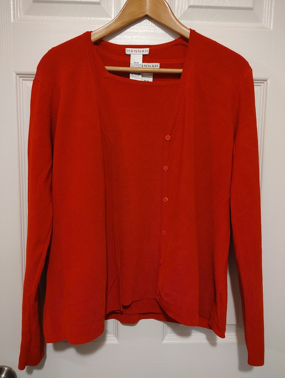 Hannah Red Button-Front Cardigan with Matching Shell - Picture 7 of 7